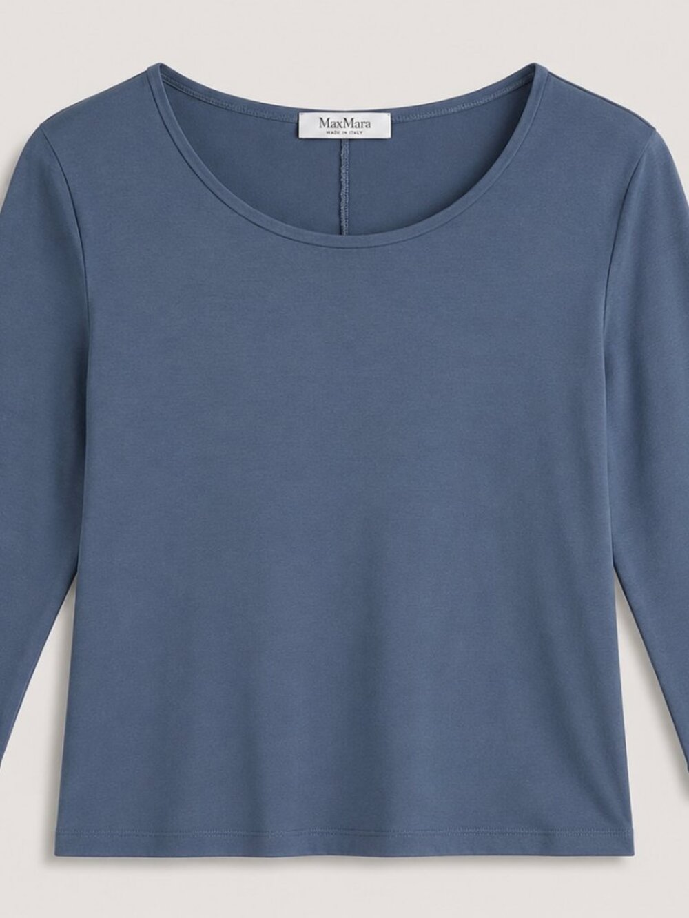 Max Mara Made in Italy Blue Stretch Jersey Top Size S Quiet Luxury Minimalist